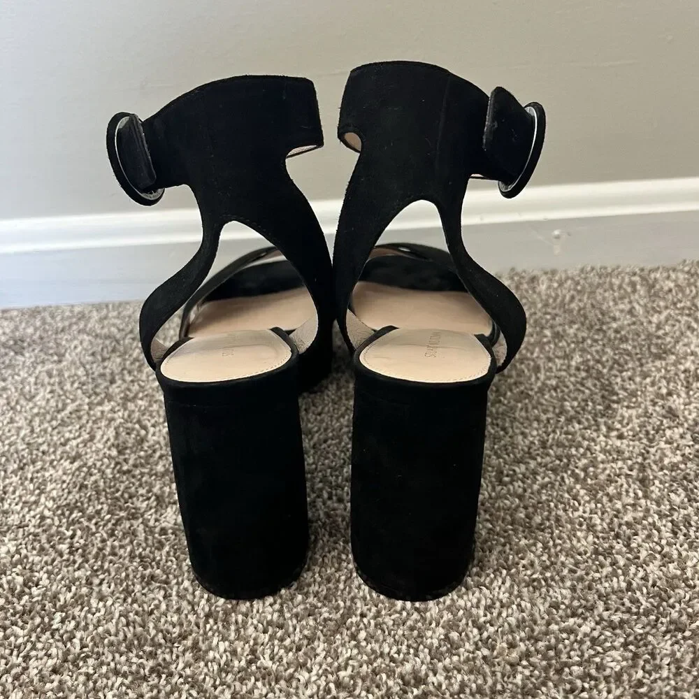 Stuart Weitzman Carmina Platform Block Heel Suede Sandals